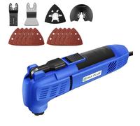 Oscillating Multi Tools 280w, 3° Oscillating Tools Angle, 1 Piece Semi Circle Blade Sanding Plate, 10 Pieces Sandpapers, Oscillating Tool Kit for Removing, Scraping, Cutting, Blue