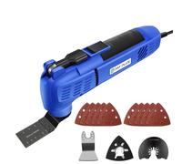 Oscillating Multi Tools 280w, 3°Oscillation Angle, 22000rpm, 1 Piece Semi Circle Blade Sanding Plate, 10 Pieces Sanding Papers (60 Grit*5, 120 Grit*5), for Cutting, Sanding, Scraping (Blue)