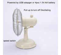 Oscillating Small Fan Retro 2-Speed USB/AA Battery Powered Desk Fan 5.7inch Table For Work Office Dormitory Table Small For Bedroom Home Metal Usb