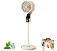Oscillating Standing Fan, 2026 Upgraded Quiet DC Air Circulator, 3 Speed USB Adjustable Pedestal Cooler For Bedroom Home Use，Khaki - Remote Control Version