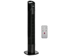 Oscillating Three Speed Tower Fan With Timer & Remote Control Black
