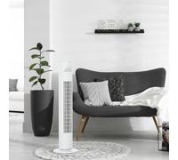 Oscillating Three Speed Tower Fan With Timer White