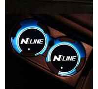 OscitY 2pcs Car Acrylic Luminescent Atmosphere Drink Holders Coasters, For Hyu-ndai N Line N I30 I40 Sonata Kona Tucson Waterproof Anti Slip Auto Interior Accessories