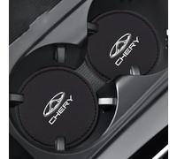 OscitY 2PCS Car leather Cup Holder Coaster, For Chery Tiggo 8 Arrizo 5 pro gx 5x eQ7 Chery tiggo 7 Pro 2020 Drink Holders Shockproof Anti Slip water proof Auto Interior Accessories,A/Black