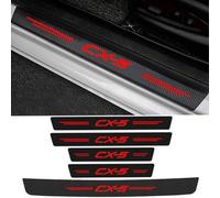 OscitY 4Pcs Car Carbon Fiber Kick Plates Protection Strips, For Mazda CX5 Door Sill Rear Bumper Protectors Anti Wear Anti Scratch Auto Accessories,5 Pcs-red