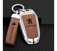 OscitY Car Zinc alloy Key Shells,For Peugeot 408/4008/308/3008/E2008/508L/307 Key Cover Remote Case water proof Anti-scratch dust-proof protective Accessories,B/Brown-silver