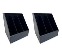 OSCO (2 Pack) Faux Leather 3 Slots Magazine File Holder, A4 Desk & Shelf Organiser for Documents, Brochures & Catalogues Storage with Felt Base, Home Office Tidy, Black