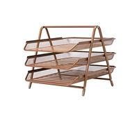 OSCO Rosegold Wiremesh Three Tier Letter Tray | Document Storage | A4 Filing | Paper Organiser | Office Desk File Sorter | Easy Assembly | H26.5 x W27.8 x D35.5 cm |