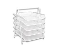 OSCO 5-Tier Wire Mesh Letter Tray Desk Organiser, Steel Mesh Paper Filing Rack, A4 & Foolscap Document Sorter for Office & Home, Easy Assembly, Durable & Space-Saving, White