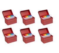 OSCO (6 Pack) Hi-Gloss Red, Regular (6"x4") Index Box, A to Z Divider Tabs, 100 Lined Note Cards & A to Z Dividers - Both Included Free, Revision Flashcards, Office Contacts Filing, Desktop Organiser