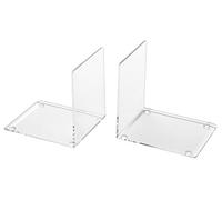 OSCO Acrylic Bookends with Clear Rubber Pads Non Slip, Stylish Acrylic Book Supports for Desk, Office, Shelf, Home, Modern Design, H10.2 x W8 x D10 cm, Clear (Small)