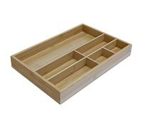 Osco Bamboo Drawer Organiser Tray for Home & Office, Natural Bamboo Drawer Divider & Tidy Storage Jewellery, Stationery, Cutlery & Utensils Organizer, Compact Sustainable Design, H4.5xW33xD22.6 cm