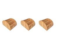 OSCO Bamboo Large Remote Organiser | 3 Pack | 4 Compartments | Office Tidy | TV Control Storage | Pen Holder | Makeup sorter | Cosmetics Display | H12 x W15.8 x D22.5 cm |