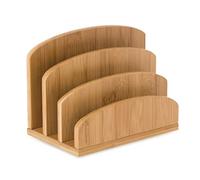 Osco Bamboo Letter Holder & Mail Sorter - Natural Bamboo Desk File Rack, Envelope & Document Organiser for Home Office, Wall or Desk Storage, Post & Bill Sorter, H14 × W19 × D10.5 cm