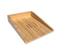 OSCO Bamboo Letter Tray Desk Organiser A4 Stackable Document File Holder, Multi Tier Office Paper Storage Rack with 4 Risers, Desktop Filing Sorter for Home Office Study