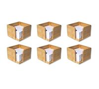 Osco Bamboo Memo Cube with 500 Sheets - 6 Pack Bamboo Desk Note Block & Message Dispenser Cube for Office & Home Desk - Natural Finish, Stylish Stationery Accessory, 80×110×110 mm