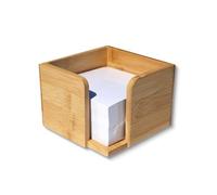 Osco Bamboo Memo Cube with 500 Sheets - Bamboo Desk Note Block & Message Dispenser Cube for Office & Home Desk - Natural Finish, Stylish Stationery Accessory, 80×110×110 mm