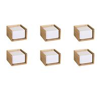 OSCO Bamboo Memo Pad with 500 Sheets - 6 Pack Bamboo Desk Note Block & Message Dispenser Pad for Office & Home Desk - Natural Finish, Stylish Stationery Accessory, 80×110×110 mm