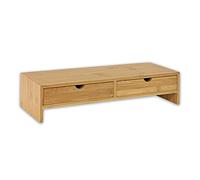 Osco Bamboo Monitor Stand Riser with 2 Drawers - Fully Assembled Sustainable MOSO Bamboo Desk Raiser for Computer, Laptop, or Printer - Natural Wood Finish, 11×47×18 cm
