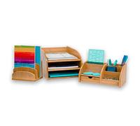 Osco - Bamboo Office Set | 3 Piece Set | Includes Three Tier Letter Tray, Desk Organiser & Letter Holder |