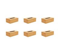 OSCO Bamboo Rectangular Tissue Box, Eco-Friendly Tissue Holder, Napkin Dispenser for Home Office Bathroom, Natural Bamboo Tissue Cover, Fits Standard Tissue Cartons, 6 Pack