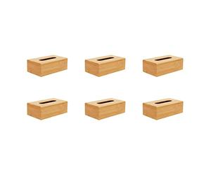 OSCO Bamboo Rectangular Tissue Box, Eco-Friendly Tissue Holder, Napkin Dispenser for Home Office Bathroom, Natural Bamboo Tissue Cover, Fits Standard Tissue Cartons, 6 Pack
