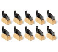 Osco Bamboo Remote & Desk Organiser, 10 Pack, 5-Compartment Sustainable MOSO Caddy for Remotes, Pens, Make-Up & Cosmetics, Natural Finish, H11.9 × W22.3 × D8.2 cm