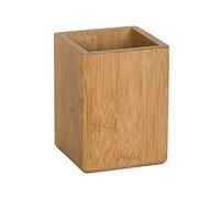 OSCO Bamboo Square Pen Pot, MOSO Bamboo Desk Tidy & Office Organiser, Compact Square Pencil Holder for Workspace, Makeup Brushes & Cosmetics, 10.2x7.7x7.7 cm, Single