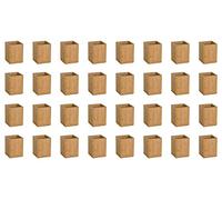 OSCO Bamboo Square Pen Pot, MOSO Bamboo Desk Tidy & Office Organiser, Compact Square Pencil Holder for Workspace, Makeup Brushes & Cosmetics, 10.2x7.7x7.7 cm, 32 Pack