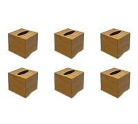 OSCO Bamboo Square Tissue Box, Eco-Friendly Tissue Holder, Napkin Dispenser for Home Office Bathroom, Natural Bamboo Tissue Cover, Fits Standard Square Tissue Cartons, 6 Pack