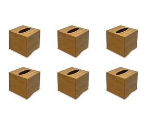 OSCO Bamboo Square Tissue Box, Eco-Friendly Tissue Holder, Napkin Dispenser for Home Office Bathroom, Natural Tissue Cover, Fits Standard Square Tissue Cartons, 6 Pack