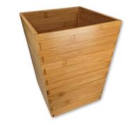 OSCO Square Bamboo Waste Bin | Height - 28 cm | Width - 22 cm | Trash Can, Waste Paper Basket, Recycling Container for Office, Home, Bathroom