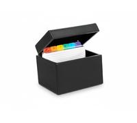 OSCO Black Faux Leather Index Box, A to Z Divider Tabs, 100 Lined Note Cards, Ruled Revision Flash Card, Recipe Notes, Office Contacts Filing, Desktop Organiser, Holds 6" × 4" Cards (148 × 105 mm)