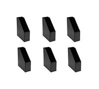 OSCO Black Faux Leather Magazine Rack | 6 Pack | A4 | File Holder | Paperwork Organiser | Shelf Tidy | Document Storage | Catalogue Bin | Brochure Display | 10cm Wide | Felt Bottom |