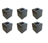 OSCO Black Faux Leather Square Tissue Box | 6 Pack | Tissue Holder | Napkin Dispenser | Tissue Cover | Tissues Not Included | H15 x W13.8 x D13.8 cm |
