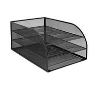 OSCO Black Wire Mesh Triple Letter Tray, Desk Document Organiser, A4 Paper Storage, Office Desk Tidy, Desktop Filing Solution, Home Office Accessories, Fully Assembled