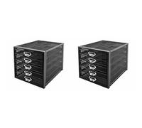 OSCO Black Wiremesh 5 Tier Paper Sorter | 2 Pack | File Holder | Large A4 Capacity | Paperwork Organiser | Document Storage | Assembled | Stackable | Rubber Feet | 285 x 275 x 355 mm