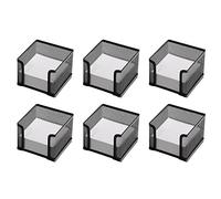OSCO Black Wiremesh Memo Pad Holder with 400 Sheets | 6 Pack | Metal Desk Idea Pad | Message Taking | Note Dispenser | H7.7 x W10.5 x D11 cm