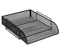 OSCO Black Wiremesh Stacking Letter Tray | A4 Portrait | Easily Stackable | Desk File Organiser | Office Document Sorter | Paperwork Filing | No Risers Required | H8 x W27 D33 cm