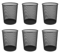 Osco Black Wiremesh Waste Bin 6 Pack, Round Mesh Trash Can, Lightweight Sturdy Circular Bin, Corrosion Scratch-Resistant Metal, Office Home Bathroom Rubbish Paper Basket, H35 x Ø27.5 cm