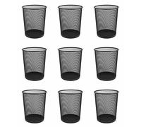 Osco Black Wiremesh Waste Bin, 9 Pack Round Mesh Trash Cans, Lightweight Sturdy Circular Waste Paper Baskets, Scratch Resistant Recycling Containers, Office Home Bathroom Rubbish Bins H35 x Ø27.5 cm