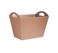 OSCO Blush Faux Leather Magazine Basket | Newspaper Rack | Storage Bin | Brochure Holder | File Organiser | Carry Handles | H30 x W40.5 x D26.5 cm |