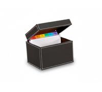 OSCO Brown Faux Leather Index Box, A to Z Divider Tabs, 100 Lined Note Cards, Ruled Revision Flash Card, Recipe Notes, Office Contacts Filing, Desktop Organiser, Holds 6" × 4" Cards (148 × 105 mm)