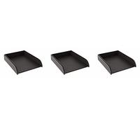 OSCO Brown Faux Leather Letter Tray | 3 Pack | A4 | Easily Stackable | Desk File Organiser | Paper Storage | Office Document Sorter | Paperwork Filing | No Risers Required | H6.3 x W24.5 x D 33.0 cm |