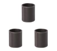 OSCO Brown Faux Leather Pen Pot | Pencil Holder | Desk Tidy | Office Organiser | Makeup Storage | Cosmetics Display | H10.5 x W8.7 x D8.7 cm | (Pack of 3)