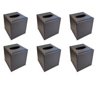OSCO Brown Faux Leather Square Tissue Box, Stylish Tissue Holder, Napkin Dispenser for Home Office Bedroom, Fits Standard Square Tissue Cartons, 6 Pack