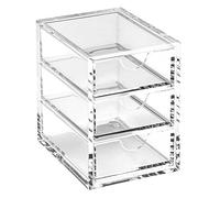 OSCO Clear Acrylic 3 Drawer Chest Organiser, Desktop Storage for Small Stationery Jewellery Pins Paperclips, Small Box Vanity Desk Organiser, H10 x W7 x D9 cm