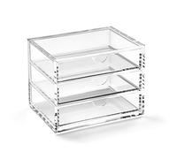 OSCO Very Small Clear Acrylic 3 Drawer Chest | Pin Storage | Jewellery | Paperclips | Small Stationery | H10 x W12 x D9 cm |