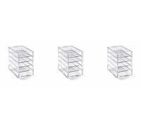 OSCO Clear Acrylic 5-Drawer Small Storage Chest, 3 Pack, Non-Slip Feet, Transparent Desk Storage Unit for Jewellery, Makeup, Accessories and Stationery, Mini Drawer Organiser, 8.8W x 13.5H x 13.1D cm