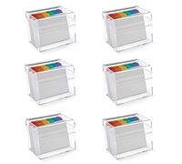 OSCO Clear Acrylic Index Box | Large | 6 Pack | A to Z Divider Tabs | 100 Lined Note Sheets Included (7" X 5") | Ruled Revision Flash Cards | Recipe Slips | Contacts Filing | Fits 177 x 127 mm Docs